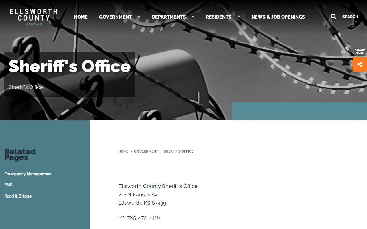 Official Ellsworth County Sheriff and jail webpage